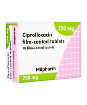 シプロフロキサシン750mg10錠(Milpharm) 1箱:個人輸入代行Yokohama Media