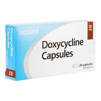 Doxycycline Capsules 50mg 28caps (ドキシサイクリン50mg28錠):個人輸入代行Yokohama Media