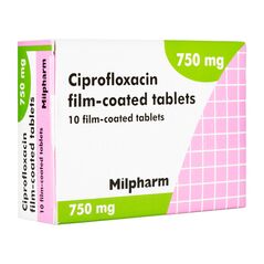 シプロフロキサシン750mg10錠(Milpharm) 1箱:個人輸入代行Yokohama Media