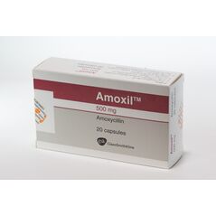 AMOXIL(Amoxycillin) 500mg 20カプセル入り