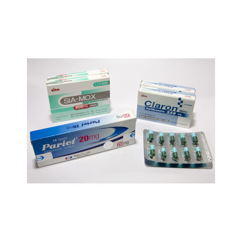 ピロリ菌除菌一次治療A(パリエット20mg14錠、シアモックス500mg 20錠、シアモックス250mg 20錠、クラロン250mg20錠):個人輸入代行Yokohama Media